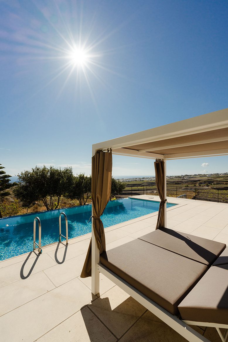 pool with a view of Akrotiri